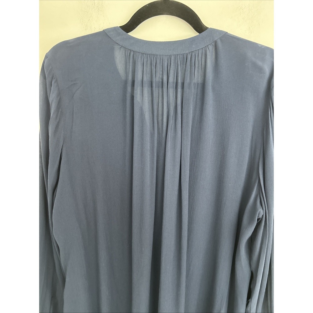 Jennifer Lopez Women's XL NWT Navy Studded Chiffon Long Sleeve Blouse 100% Rayon - Picture 9 of 11